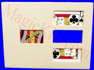 Wooden puzzle with playing card designs on a blue background