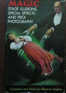 Book cover of 'Magic: Stage Illusions, Special Effects and Trick Photography' with a magician and被骗者 illustration.
