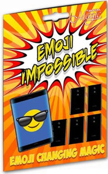 Packaging of 'Emoji Impossible' emoji changing magic product with vibrant design.