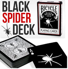Bicycle Black Spider playing cards with spider design on a white background
