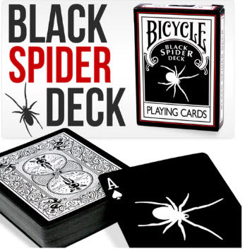 Bicycle Black Spider playing cards with spider design on a white background