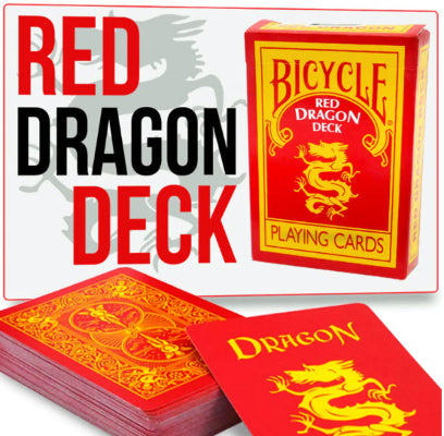 Red Dragon Deck playing cards with visible dragon design on a white background