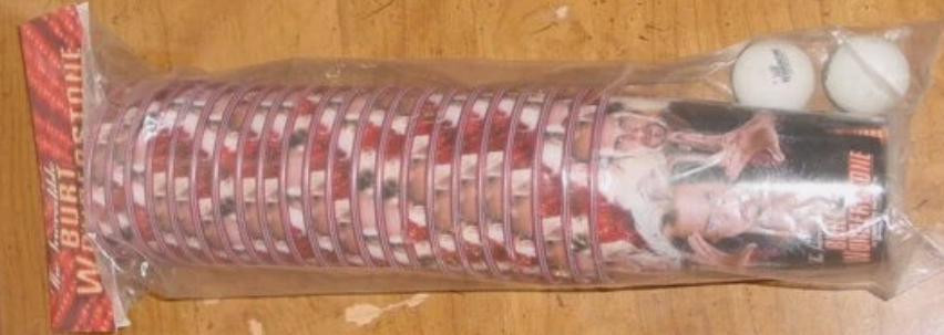 Packaged product with a visible brand logo on a wooden surface