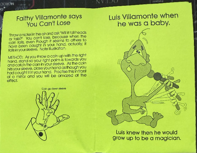 Comic strip with a green background featuring a cartoon character and text.