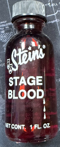 Bottle of Steins Stage Blood on a dark background