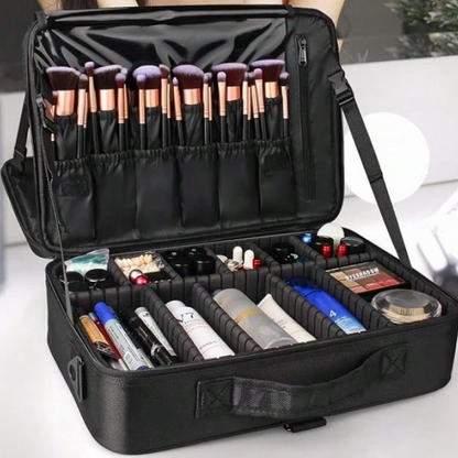 Relavel Travel Magic Train Case – Portable Cosmetic Organizer (Black)