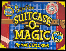 Box of 'Super Duper Suitcase O' Magic' with colorful design and text on a black background