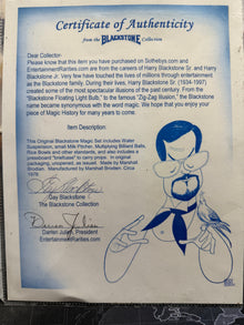 Certificate of Authenticity from the Blackstone Collection with blue text and graphics.