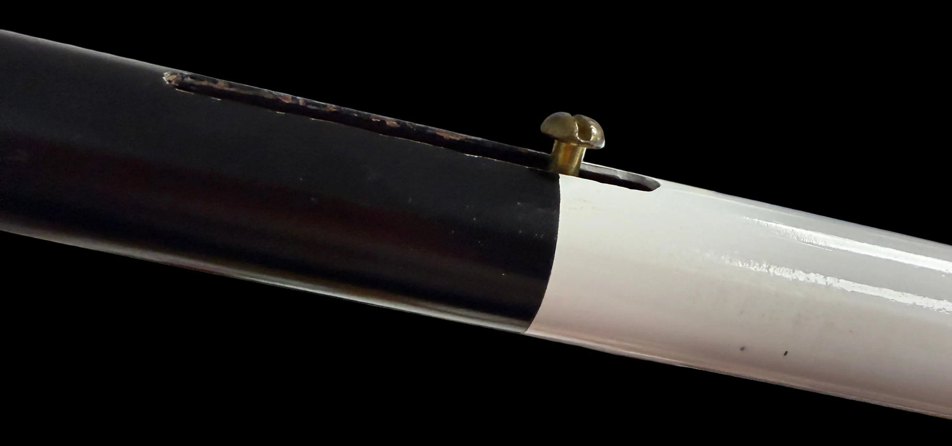 Close-up of a white and black object with a blurred background