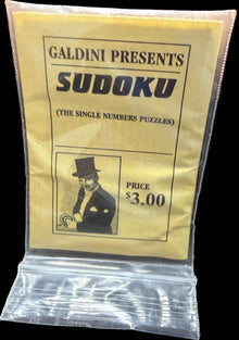 Vintage-style packaging for Galdini Presents Sudoku puzzle with a price tag of $3.00.