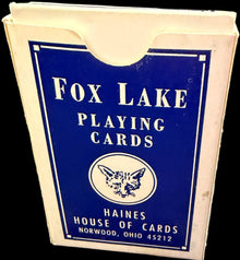 Fox Lake playing cards on a map background