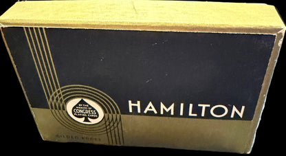 Hamilton watch box on a map background