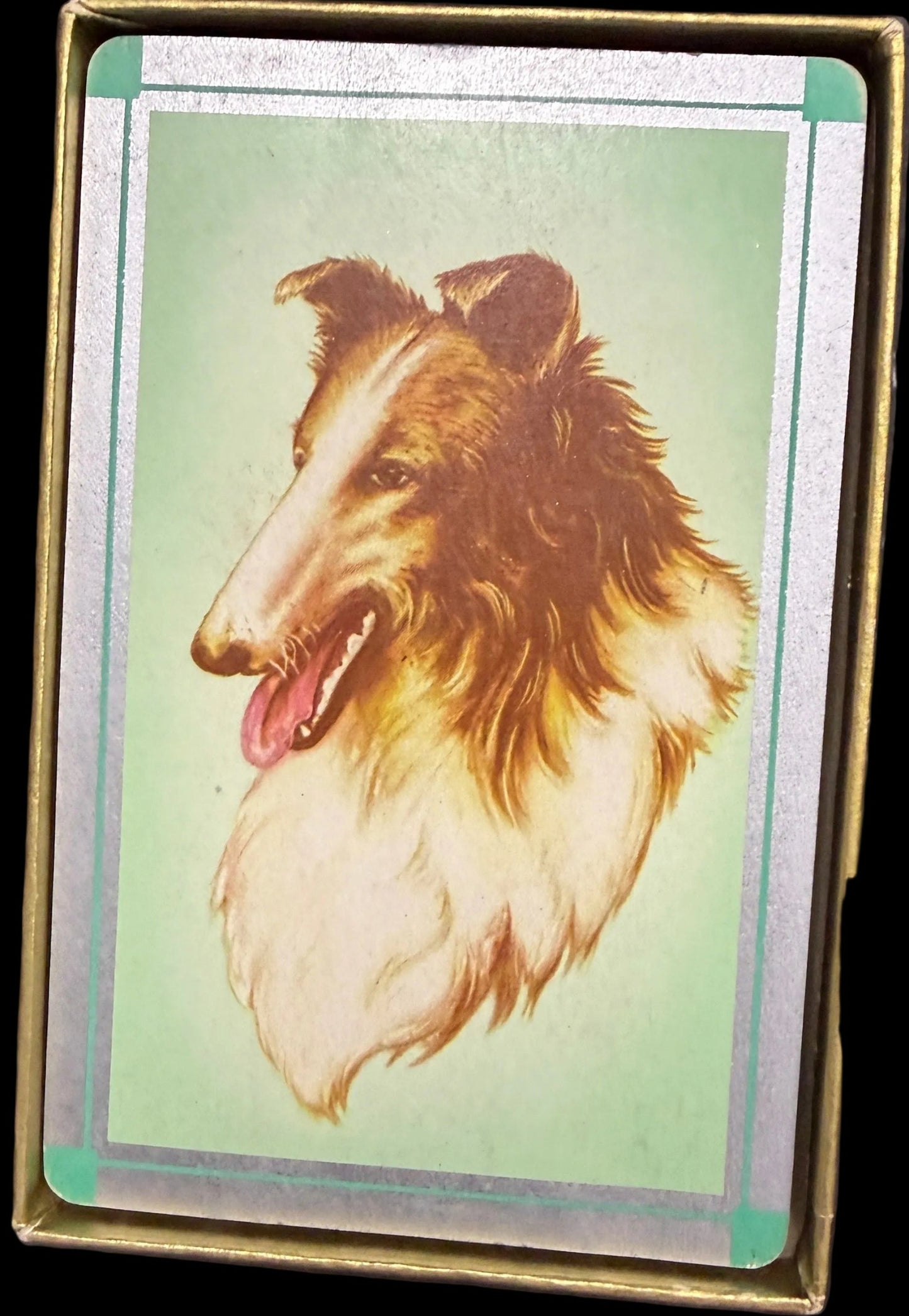 Card with a wolf illustration on a world map background