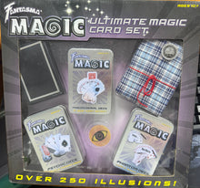 Fantasma Magic Ultimate Magic Card Set packaging on a desk with keyboard