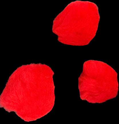Three red pom-poms on a map background