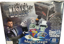 Box of Master Magic Magic Stage with images of magic tricks on a red background
