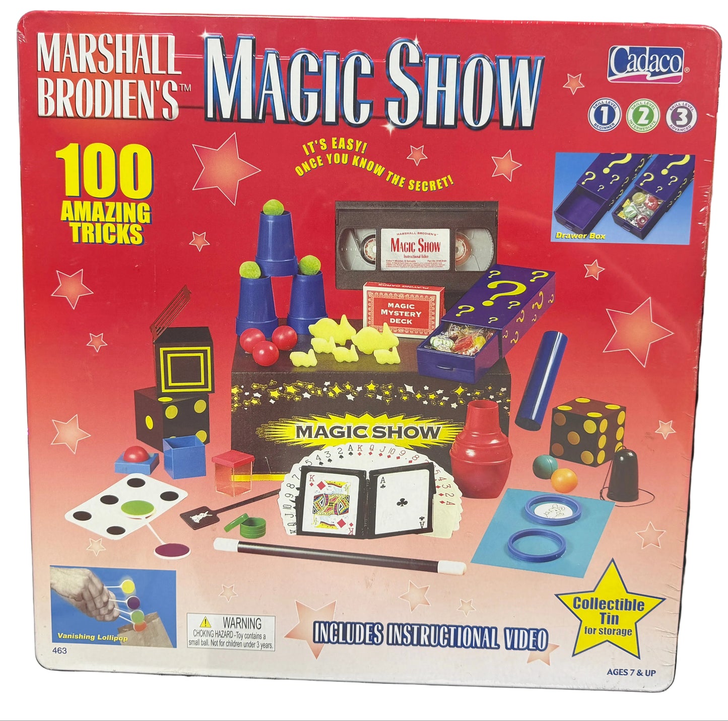 Marshall Brodien's Magic Show packaging on a table with various items.