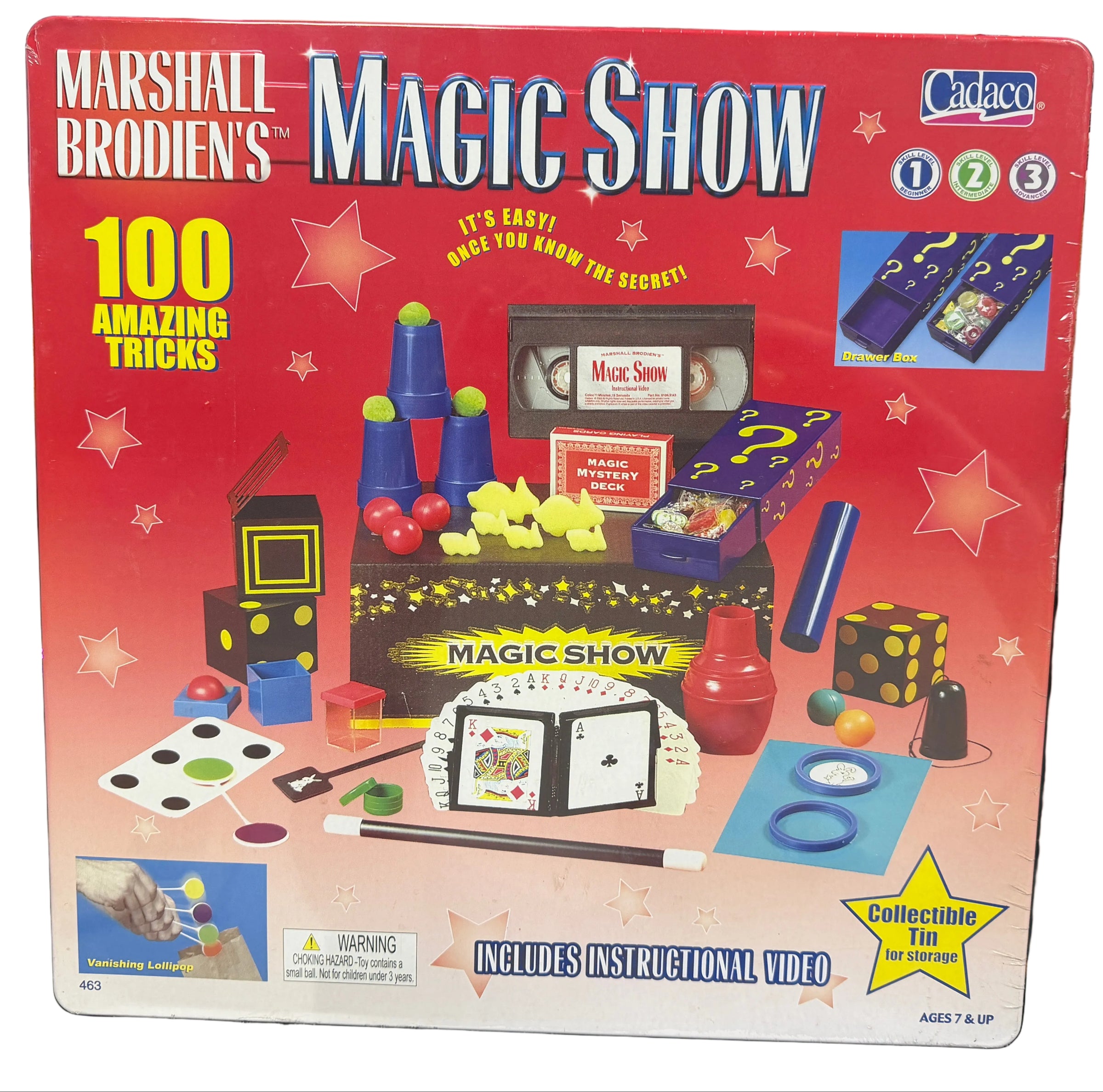 Marshall Brodien's Magic Show packaging on a table with various items.