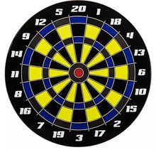 Dartboard with numbered sections and colored rings on a white background
