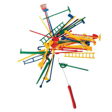 Colorful plastic tools on a white background