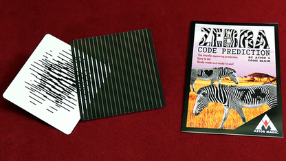 Two playing cards and a book titled 'Code Prediction' on a red background