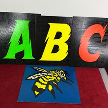 Three signs with 'ABC' and a bee logo on a red background