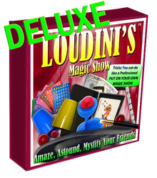 Deluxe Loudini's Magic Show packaging with colorful magic tricks and promotional text.
