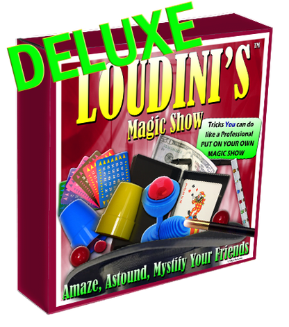 Deluxe Loudini's Magic Show packaging with colorful magic tricks and promotional text.