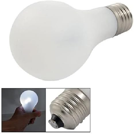 White light bulb with insets showing usage and socket design on a white background