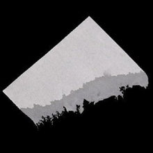 Silhouette of a mountain peak with a diamond-shaped gray area above it on a black background