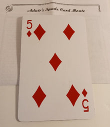 Five of diamonds playing card on a plain background