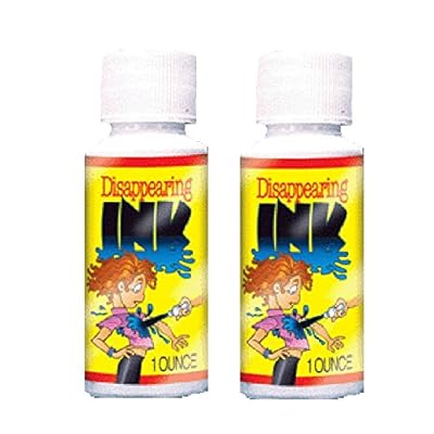 Two bottles of Disappearing Ink with a cartoon character on a white background
