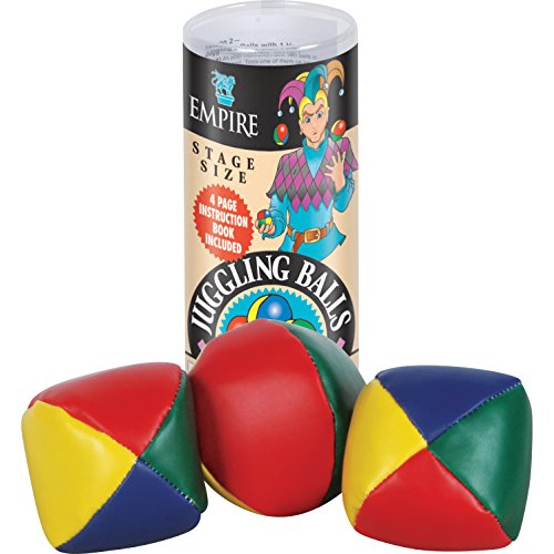 Colorful juggling balls with Empire packaging on a white background