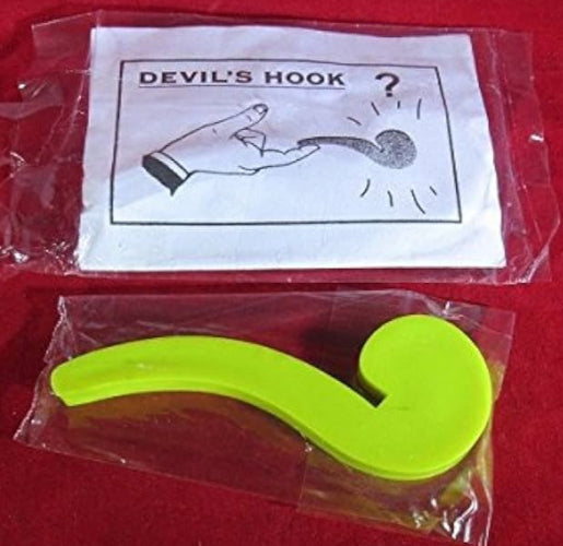 Green 'Devil's Hook' tool in clear packaging on a red background