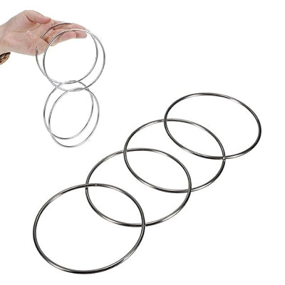 Set of metal rings on a white background
