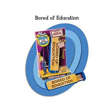 Product packaging with 'Bored of Education' text on a white background