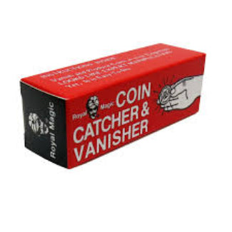 Red and black box labeled 'Coin Catcher & Vanisher' by Royal Magic on a white background