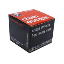 Box of chain escape tool with red and black design on a white background