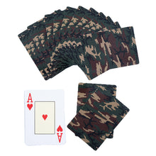 Camouflage-patterned playing cards with an Ace of Hearts card displayed.