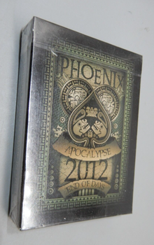 Card deck packaging with 'Phoenix Apocalypse 2012' design on a white background