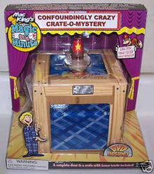 Wooden crate with blue interior in a 'Mister Rogers' Neighborhood' themed box