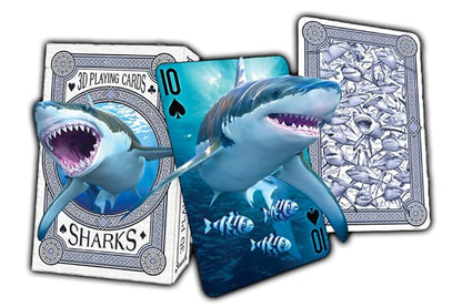 Playing cards with shark design on a white background
