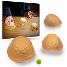 3 very large half walnut shells with a pea.