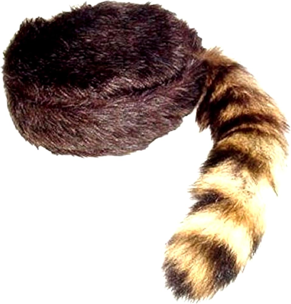 Fur hat with a long tail on a white background