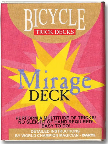 Bicycle Mirage Deck packaging with pink and yellow design