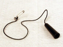 Black dog leash with a safety clip on a white background