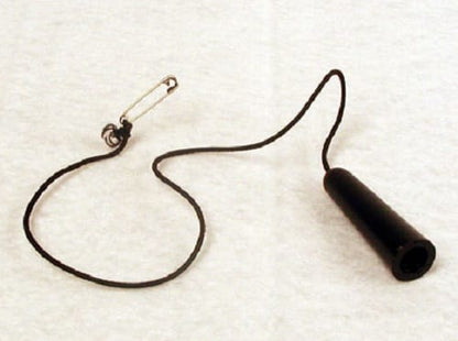 Black dog leash with a safety clip on a white background