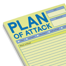 Notepad with 'Plan of Attack' heading on a white background