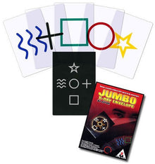 Set of cards with symbols and a Jumbo X-ray Envelope on a white background