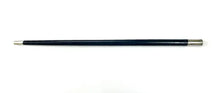 Black pool cue stick on a white background